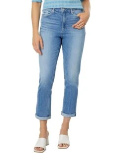 Paige High-Rise Brigitte Seamed Beltloops Raw Hem in Exhibition Distressed | Jeans