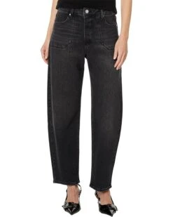 Paige Alexis Covered Button Fly Utility Pocket Jeans in Viper Black