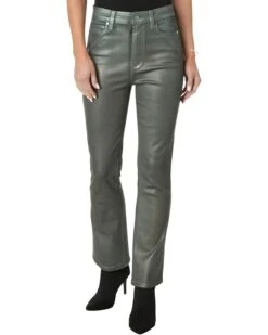 Paige Claudine w/ Extended Coin Pocket & Back Darts in Mystical Green Luxe Coating | Jeans